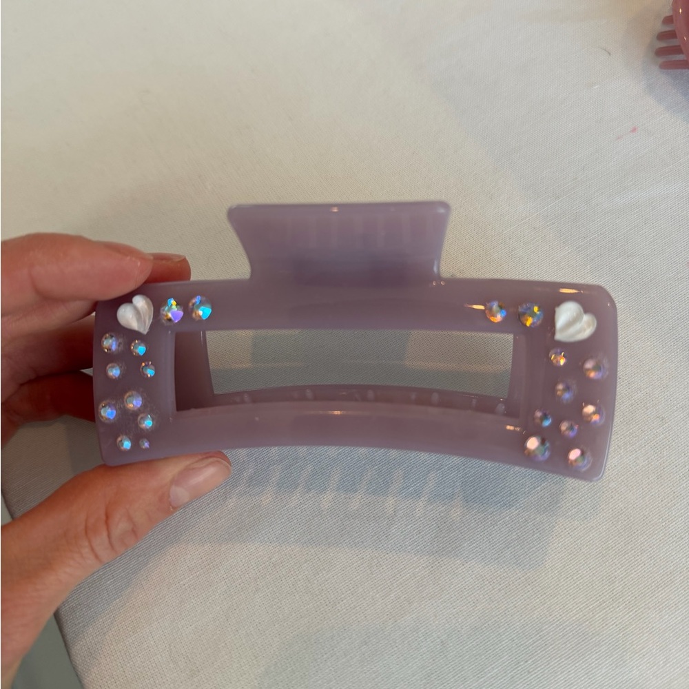 Purple Hair Claw Clip with Rhinestones